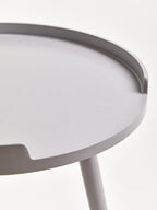 Grey Round Side Table with Natural Wood Effect Feet | Viborg