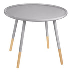 Grey Large Round Side Table with Natural Wood Effect Feet | Viborg
