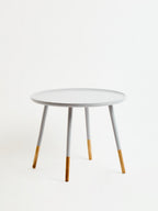 Grey Large Round Side Table with Natural Wood Effect Feet | Viborg