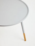 Grey Large Round Side Table with Natural Wood Effect Feet | Viborg