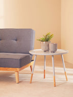 Grey Large Round Side Table with Natural Wood Effect Feet | Viborg