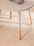 Grey Large Round Side Table with Natural Wood Effect Feet | Viborg
