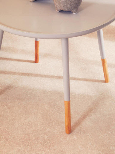 Grey Large Round Side Table with Natural Wood Effect Feet | Viborg