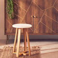 White and Natural Bamboo Round Stool | Viborg