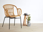 Black and Natural Bamboo Round Stool | Viborg