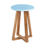 Blue and Natural Bamboo Round Stool | Viborg