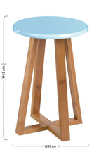 Blue and Natural Bamboo Round Stool | Viborg