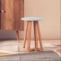 Blue and Natural Bamboo Round Stool | Viborg