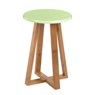 Green and Natural Bamboo Round Stool | Viborg