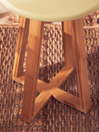 Green and Natural Bamboo Round Stool | Viborg