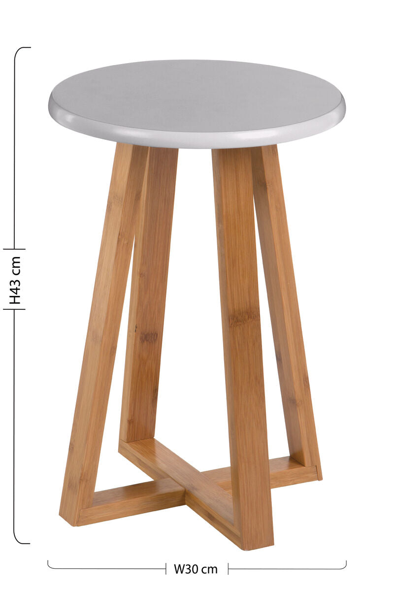 Grey and Natural Bamboo Round Stool | Viborg