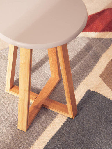 Grey and Natural Bamboo Round Stool | Viborg