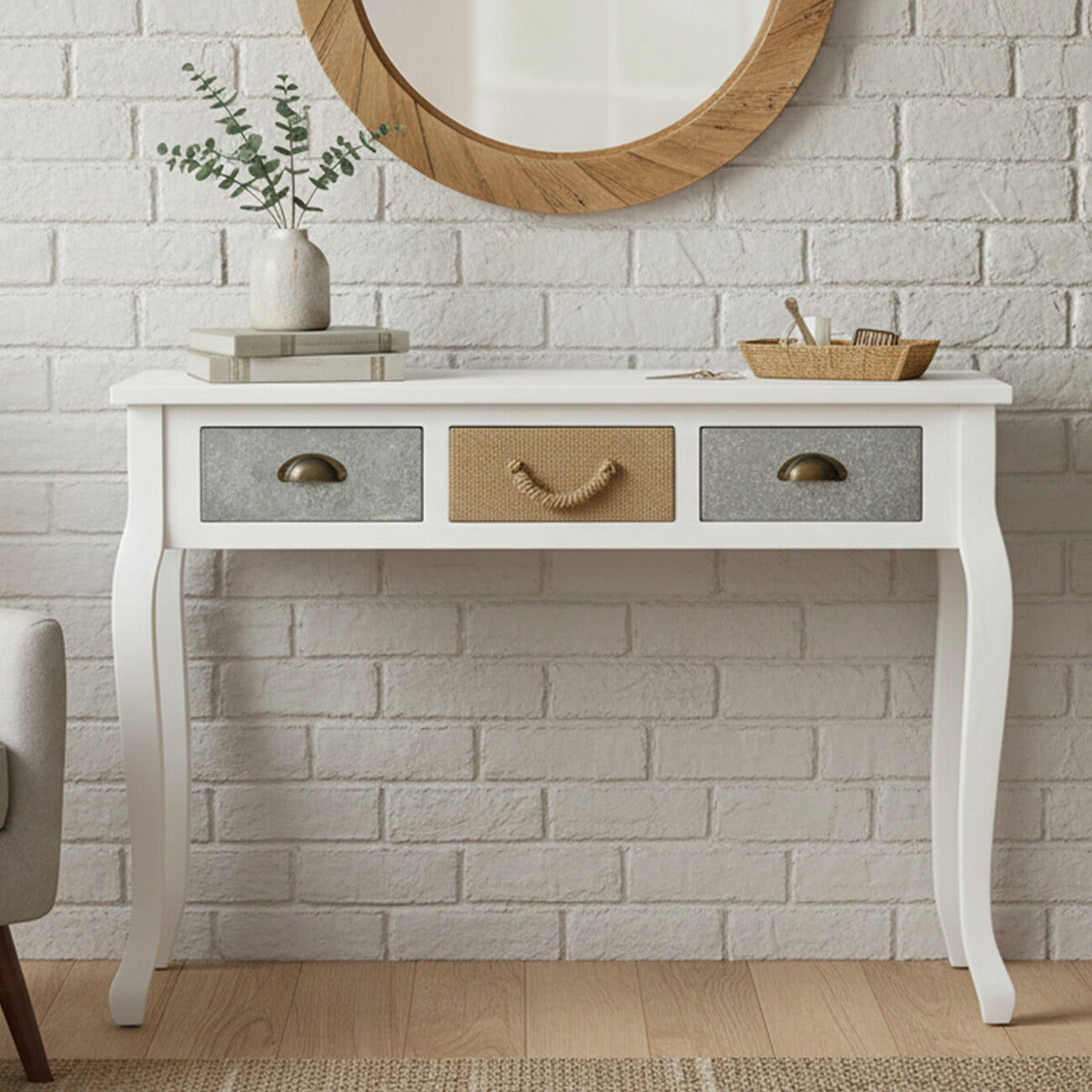 White Console Table with 3 Drawers | Weymouth