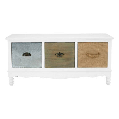 White and Natural Storage Rectangular Coffee Table with 3 Drawers | Weymouth