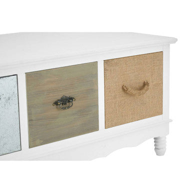 White and Natural Storage Rectangular Coffee Table with 3 Drawers | Weymouth