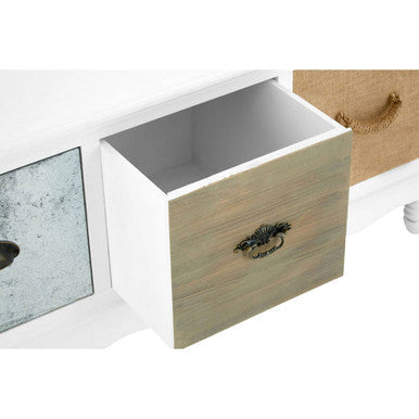 White and Natural Storage Rectangular Coffee Table with 3 Drawers | Weymouth