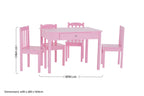 Kids Pink Wooden Table and 4 Chairs Set, Kids Storage and Dining