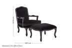 Black Shiny Velvet Chair and Footstool | Rococo