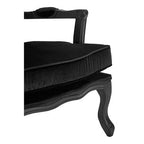 Black Shiny Velvet Chair and Footstool | Rococo