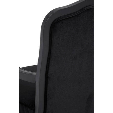 Black Shiny Velvet Chair and Footstool | Rococo