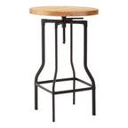 Natural Height Adjustable Bar Table with Metal Frame | New Foundry
