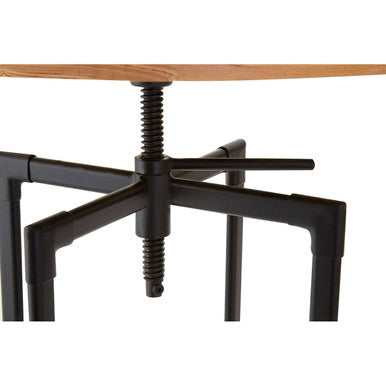 Natural Height Adjustable Bar Table with Metal Frame | New Foundry