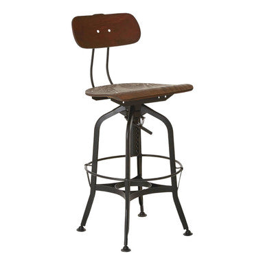 Adjustable Wooden Seat Bar Stool | New Foundry