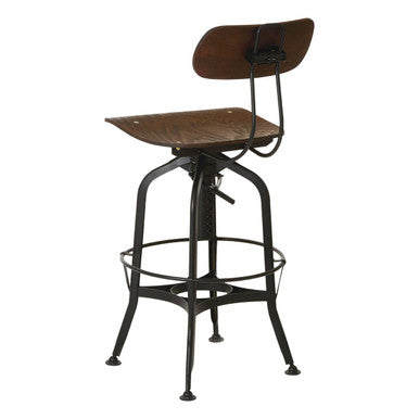 Adjustable Wooden Seat Bar Stool | New Foundry