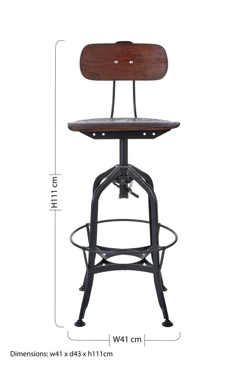 Adjustable Wooden Seat Bar Stool | New Foundry