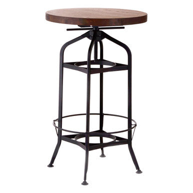 Natural Walnut Top and Black Metal Base Bar Table, New Foundry