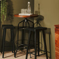 Natural Walnut Top and Black Metal Base Bar Table, New Foundry