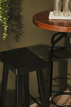 Natural Walnut Top and Black Metal Base Bar Table, New Foundry