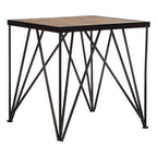 Natural Wood Top and Iron Base Square Side Table | New Foundry