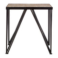 Natural Wood Top and Iron Base Square Side Table | New Foundry