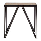 Natural Wood Top and Iron Base Square Side Table | New Foundry