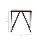 Natural Wood Top and Iron Base Square Side Table | New Foundry