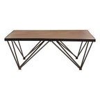 Brown Wood Top and Iron Base Square Coffee Table | New Foundry
