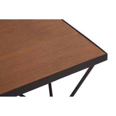 Brown Wood Top and Iron Base Square Coffee Table | New Foundry