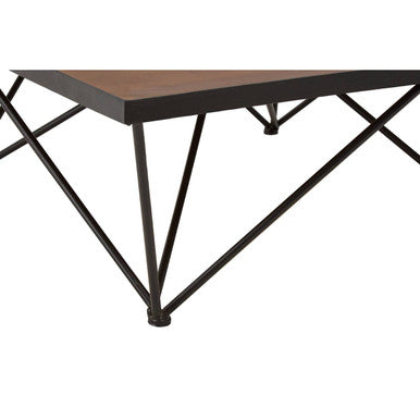 Brown Wood Top and Iron Base Square Coffee Table | New Foundry