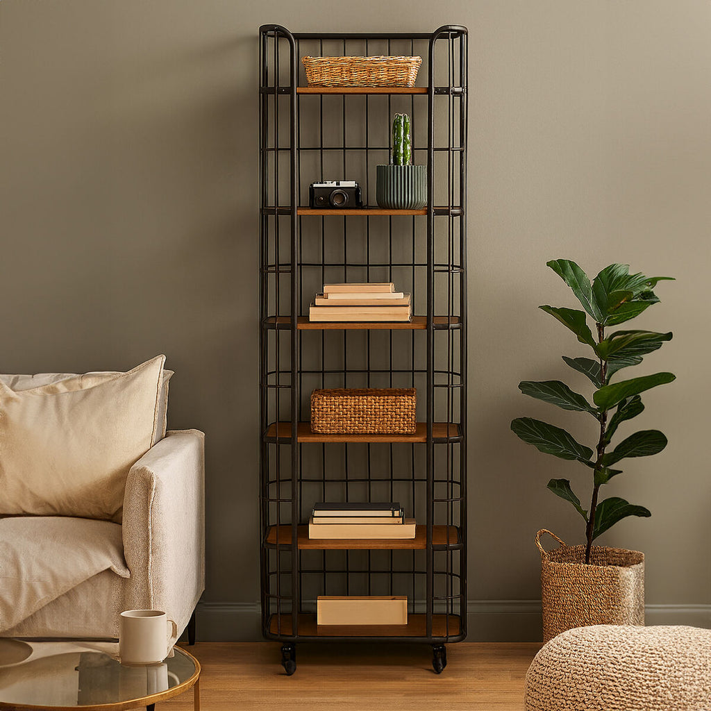Wood and Metal 6 Tier Shelf Unit | New Foundry