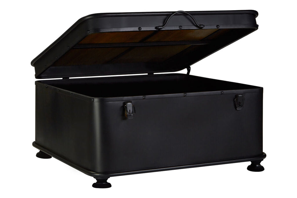 Black Wood and Iron Coffee Table with Hinged Top | New Foundry