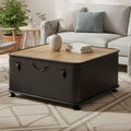 Black Wood and Iron Coffee Table with Hinged Top | New Foundry