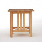 Natural Rubberwood Square Side Table with Lower Storage Shelf and Lattice Panel Sides | Selby
