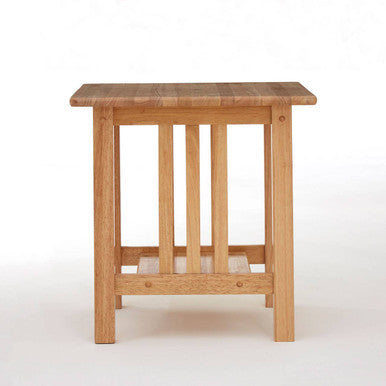 Natural Rubberwood Square Side Table with Lower Storage Shelf and Lattice Panel Sides | Selby