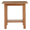Natural Rubberwood Square Side Table with Lower Storage Shelf and Lattice Panel Sides | Selby