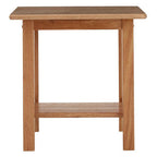 Natural Rubberwood Square Side Table with Lower Storage Shelf and Lattice Panel Sides | Selby