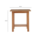 Natural Rubberwood Square Side Table with Lower Storage Shelf and Lattice Panel Sides | Selby