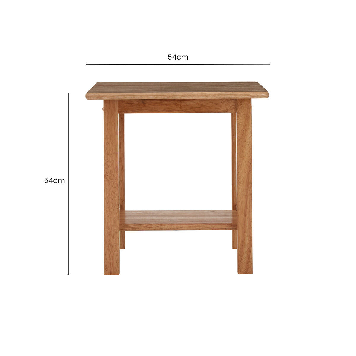 Natural Rubberwood Square Side Table with Lower Storage Shelf and Lattice Panel Sides | Selby