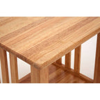 Natural Rubberwood Square Side Table with Lower Storage Shelf and Lattice Panel Sides | Selby