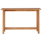 Natural Rubberwood Rectangular Console Table with Lower Storage Shelf and Lattice Panel Sides | Selby